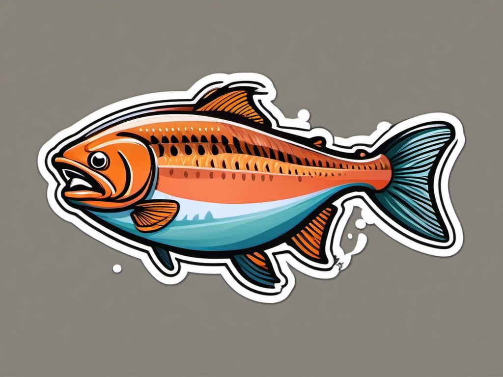 Salmon cartoon - fish that swims upstream  cartoon sticker style