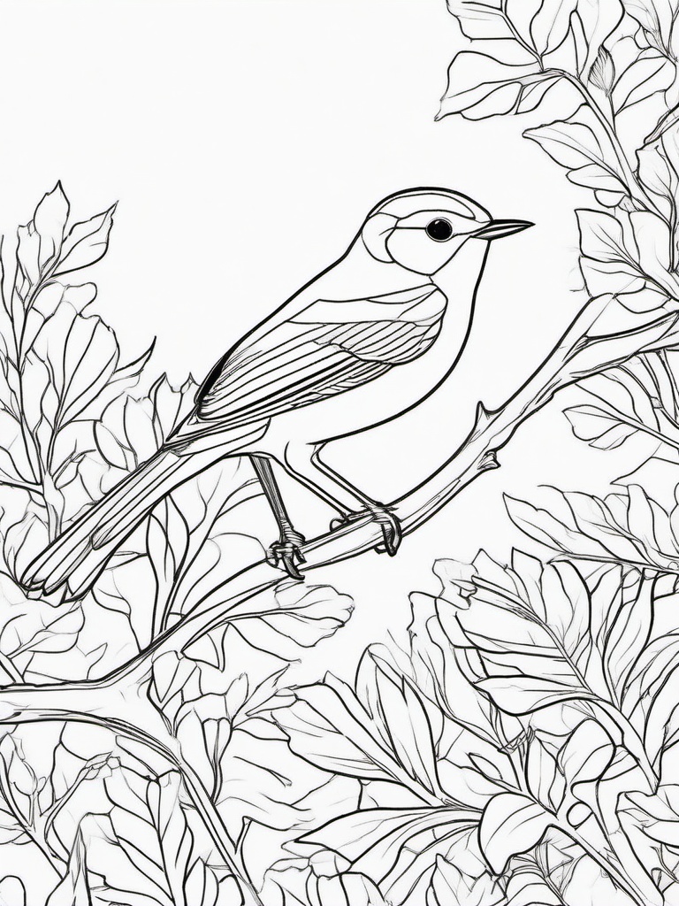 Warbler Coloring Pages - Small Songbird of the Forest  minimal black outline printable sheet, coloring page