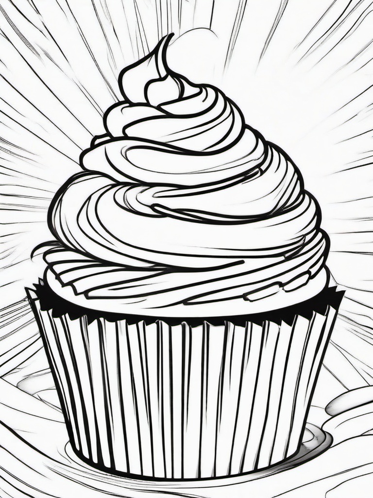 Cake Coloring Pages - Cupcake with a swirl of whipped cream  simple coloring pages