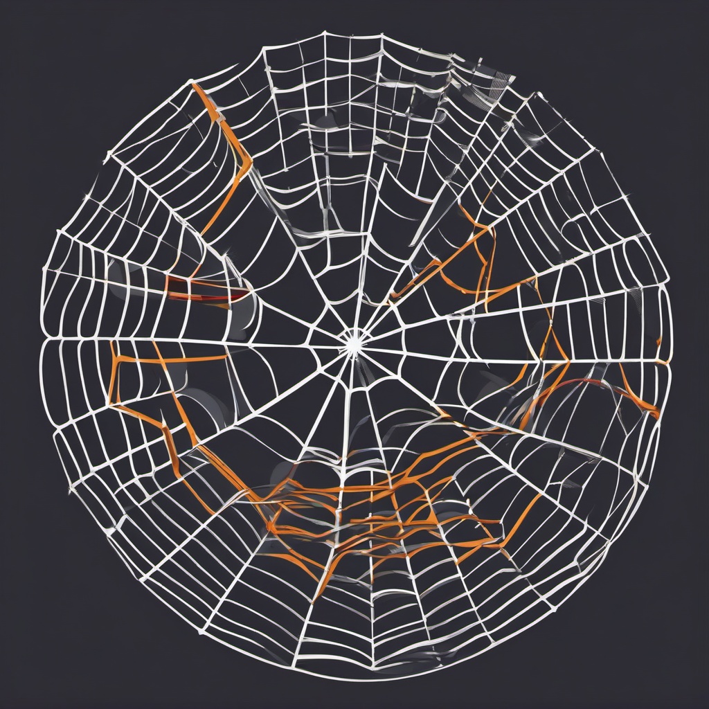 Spider Web Weaving Clip Art - Spider weaving a complex and beautiful web,  color vector clipart, minimal style