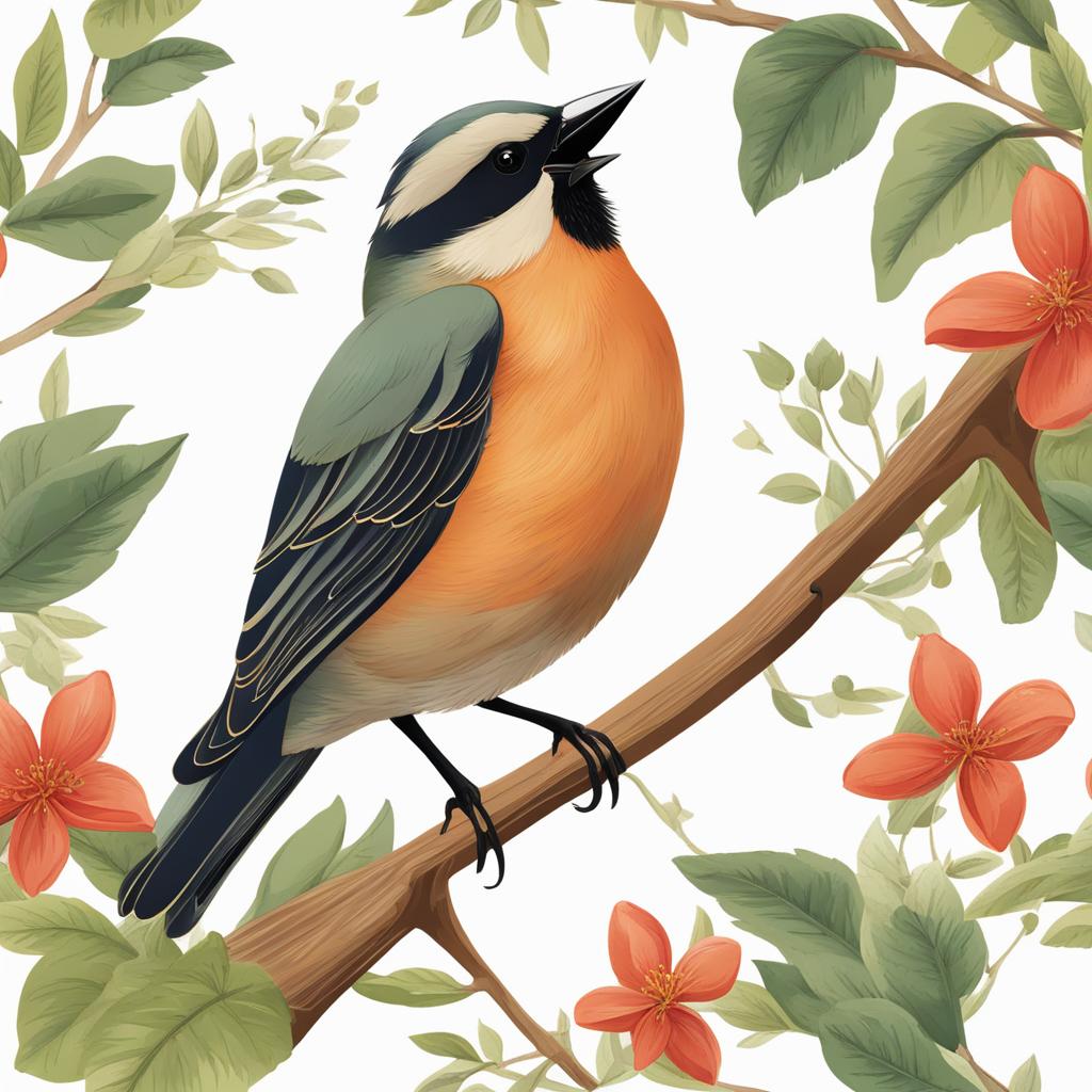 bird clipart - singing melodiously from a treetop. 