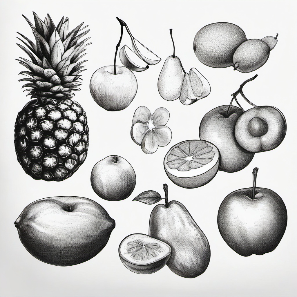 pencil sketch of fruits  minimal rough sketch scribbles,doodles,black and white