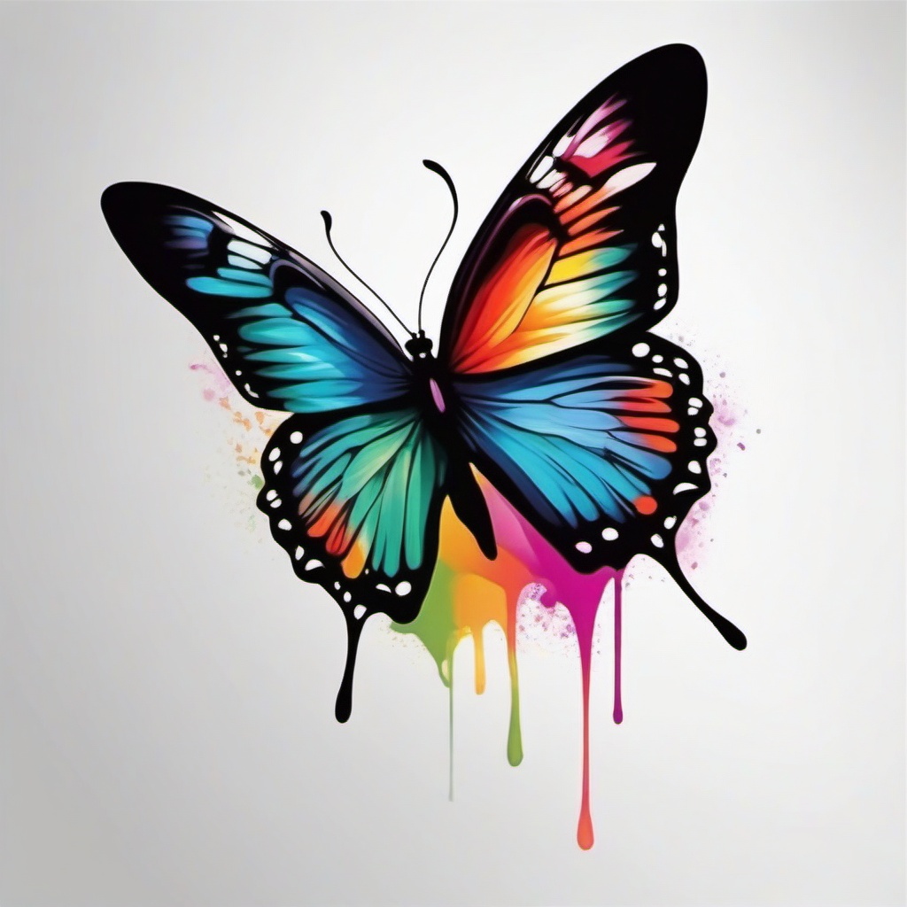 butterfly tattoo colorful  simple color tattoo,white background,minimal