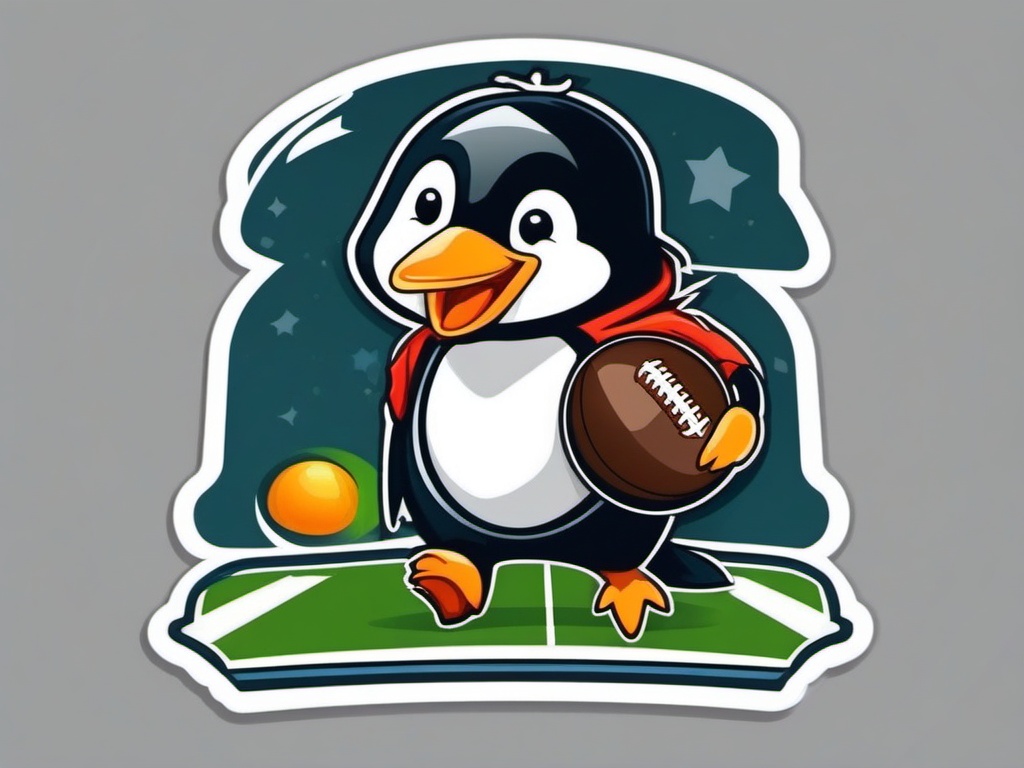 Penguin Footballer Sticker - A penguin dressed as a football player, ready to score. ,vector color sticker art,minimal