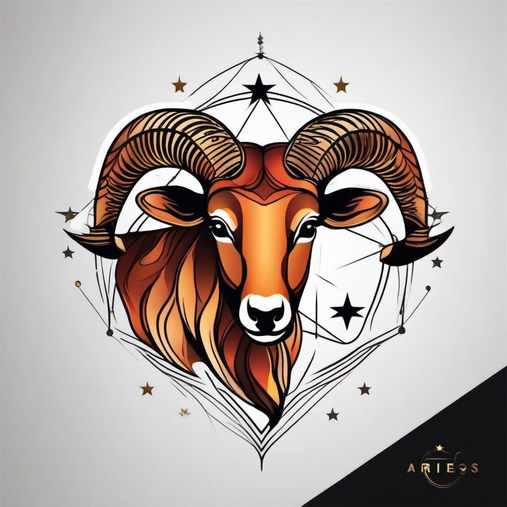 aries star constellation tattoo  simple vector color tattoo