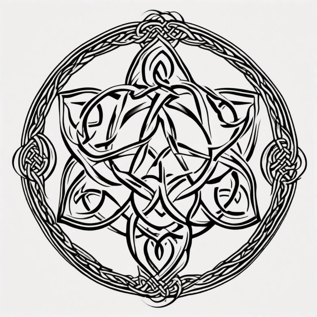 celtic trinity knot tattoo  simple color tattoo,minimal,white background