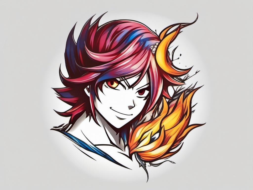happy tattoo fairy tail  simple color tattoo,white background