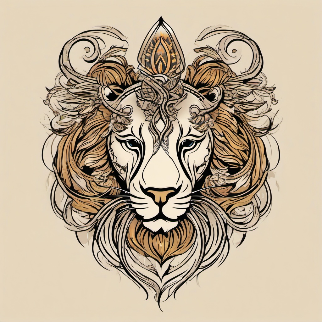 leo and virgo combined tattoo  simple vector color tattoo