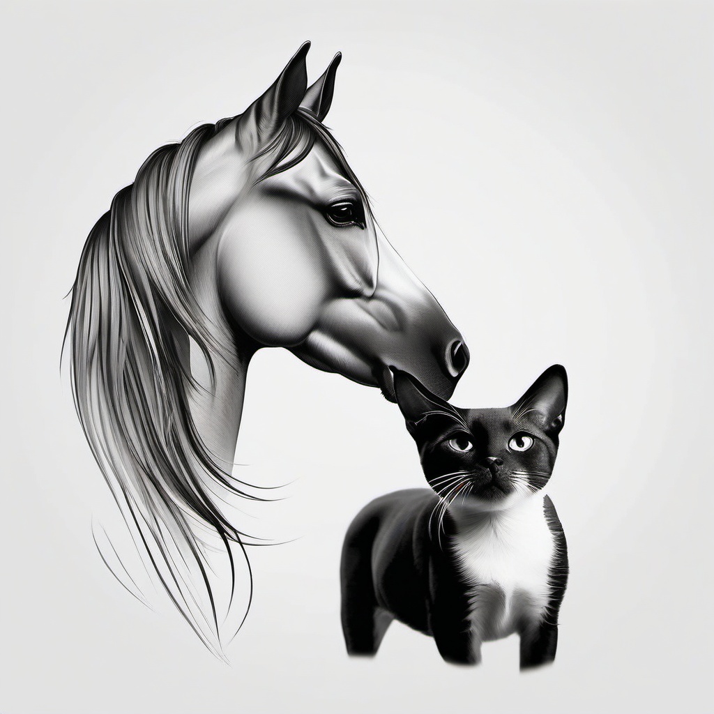 horse dog cat tattoo  simple tattoo,minimalist,white background