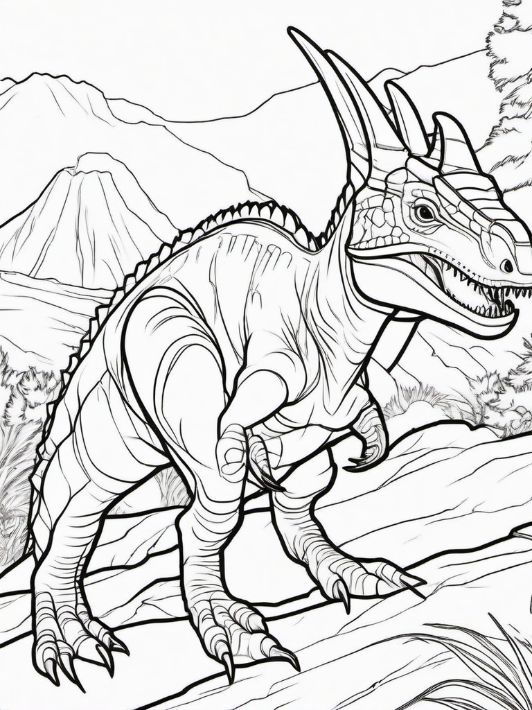 Archaeoceratops Coloring Pages - Early Horned Dinosaur  black outline printable coloring page