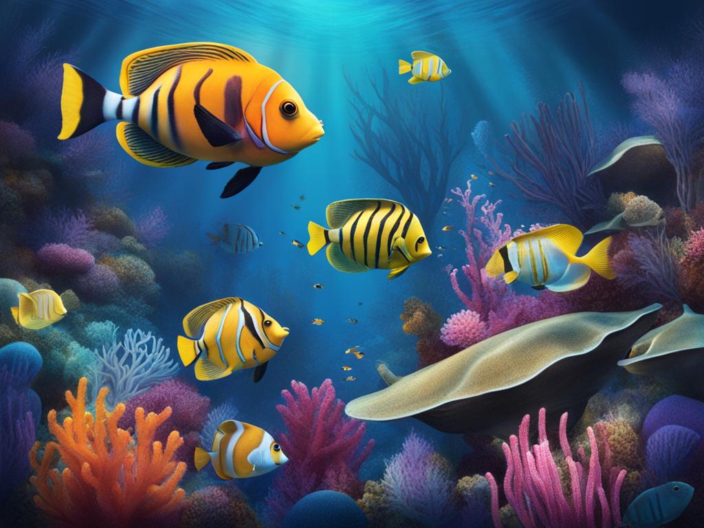 underwater wonderland - create an artwork that explores the vibrant and surreal world beneath the sea. 