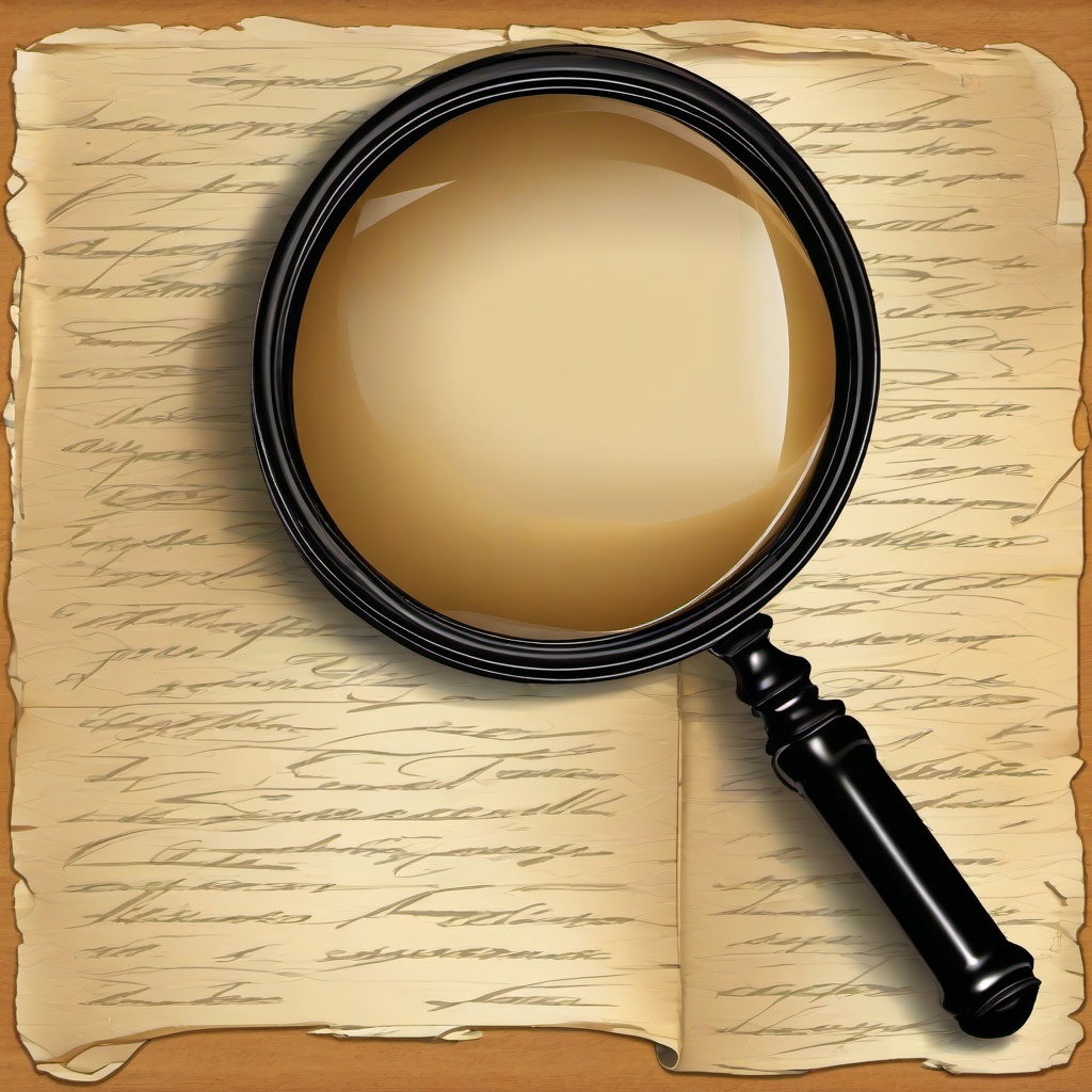 Magnifying Glass clipart - magnifying glass with an old letter  