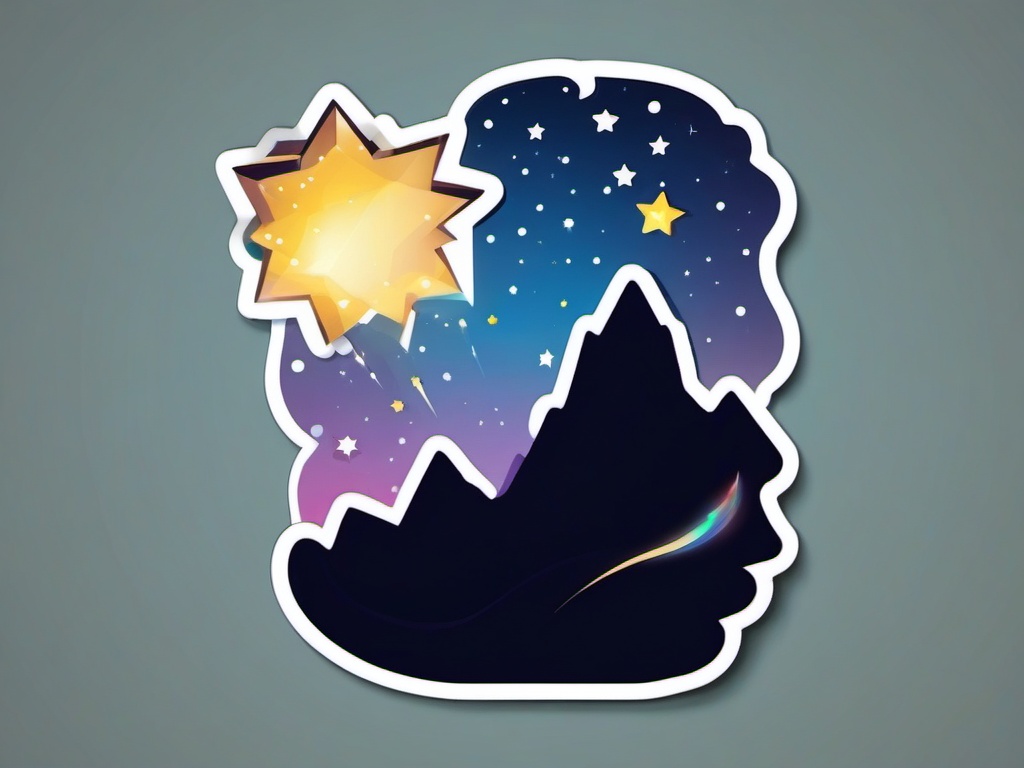 Shooting Star Sticker - Wishing upon a star, ,vector color sticker art,minimal