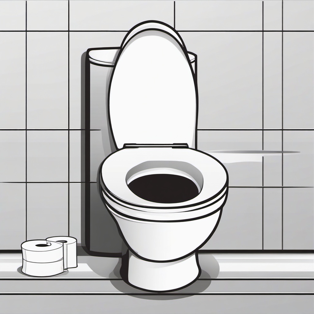 Toilet clipart - cartoon toilet with a roll of toilet paper  color,minimalist,vector clipart