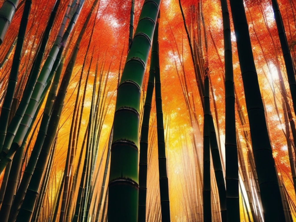 Autumn iPhone Wallpaper - Autumn Beauty in Kyoto's Arashiyama Bamboo Grove  wallpaper style, intricate details, patterns, splash art, light colors