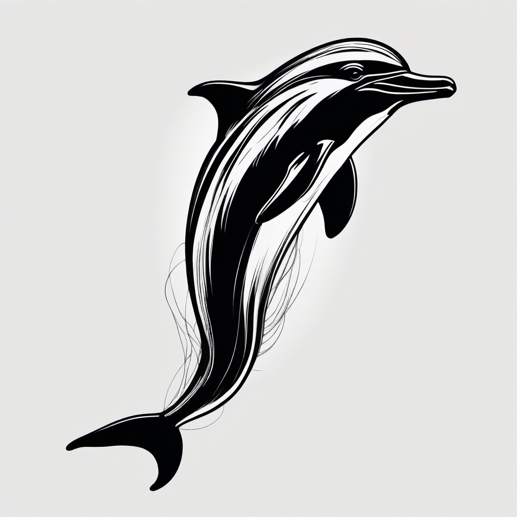 drawing of a dolphin silhouette  minimal rough sketch scribbles,doodles,black and white