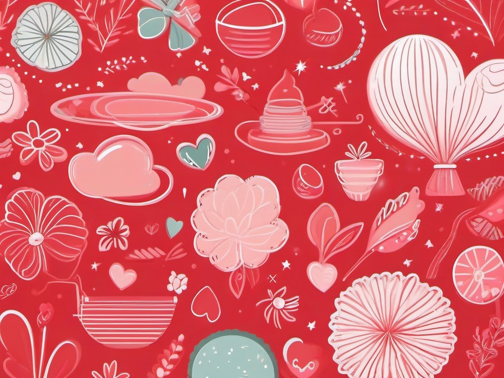 Cute Red Wallpaper-Red with soft, pastel-colored doodles for a playful aesthetic  background wallpaper