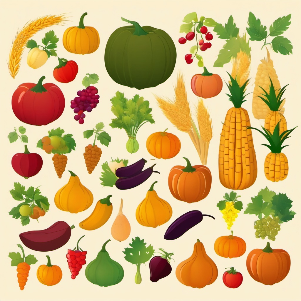 Harvest of Plenty clipart - Abundant harvest on display, ,vector color clipart,minimal