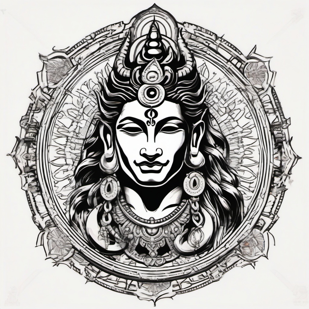 lord shiva tatoo inside wheel  ,tattoo design, white background