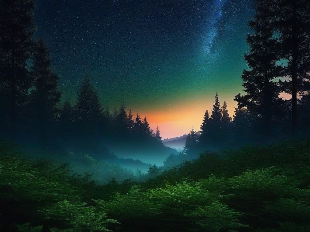 Night Sky Forest Wallpaper  ,desktop background wallpaper