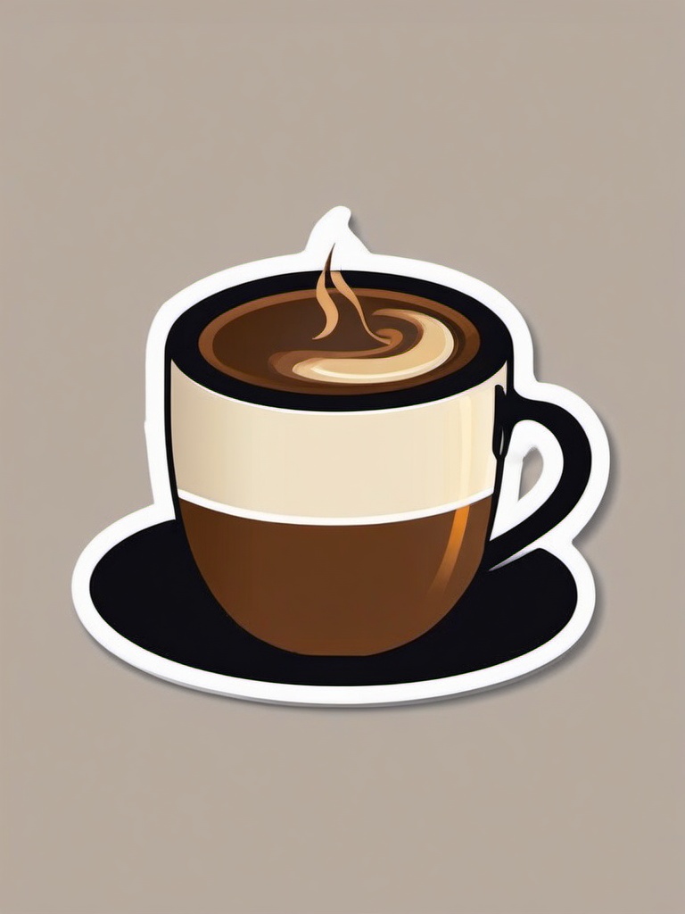 Coffee Cup Sticker - Steaming cup of coffee, ,vector color sticker art,minimal