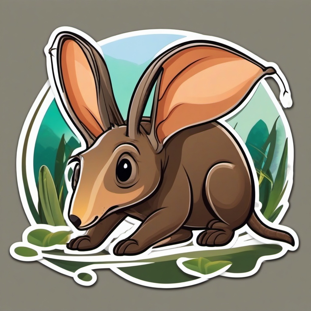 Aardvark cartoon - long-snouted, ant-eating animal  cartoon sticker style