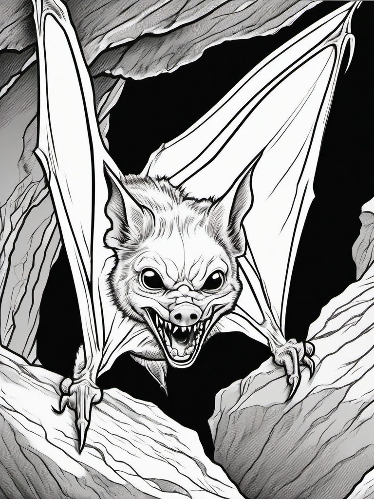 Horror Coloring Pages - Vampire bat hanging upside down in a dark cave  simple coloring pages