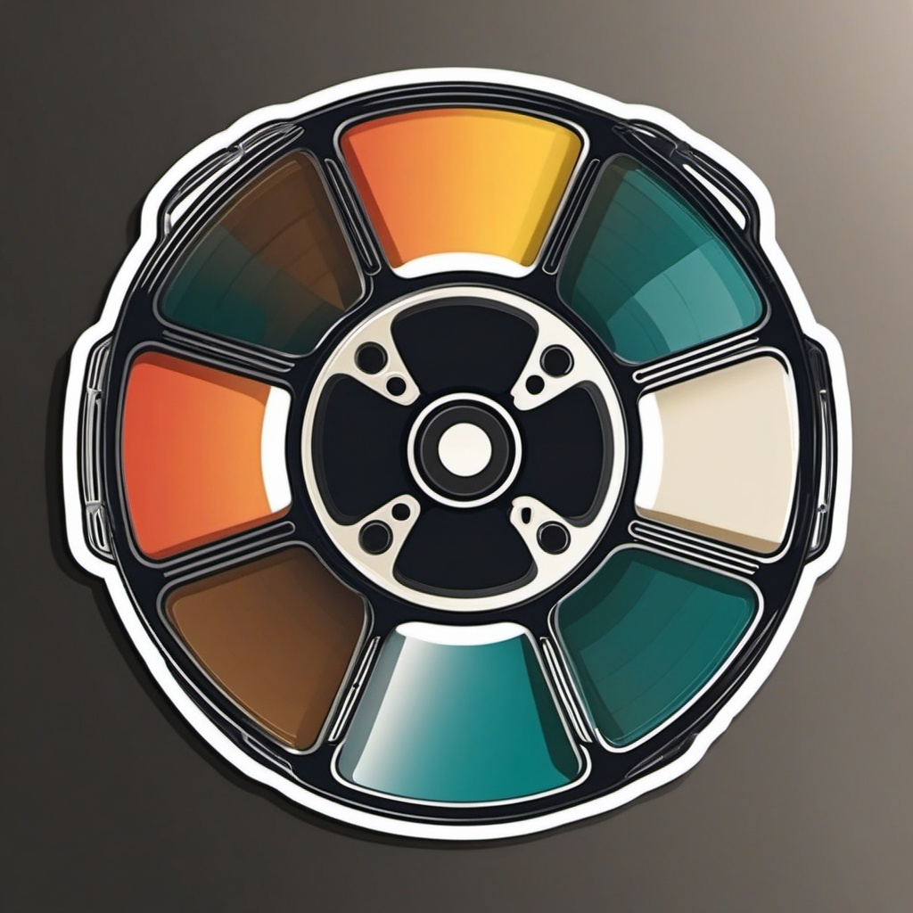 Film Reel Sticker - Retro film reel design, ,vector color sticker art,minimal