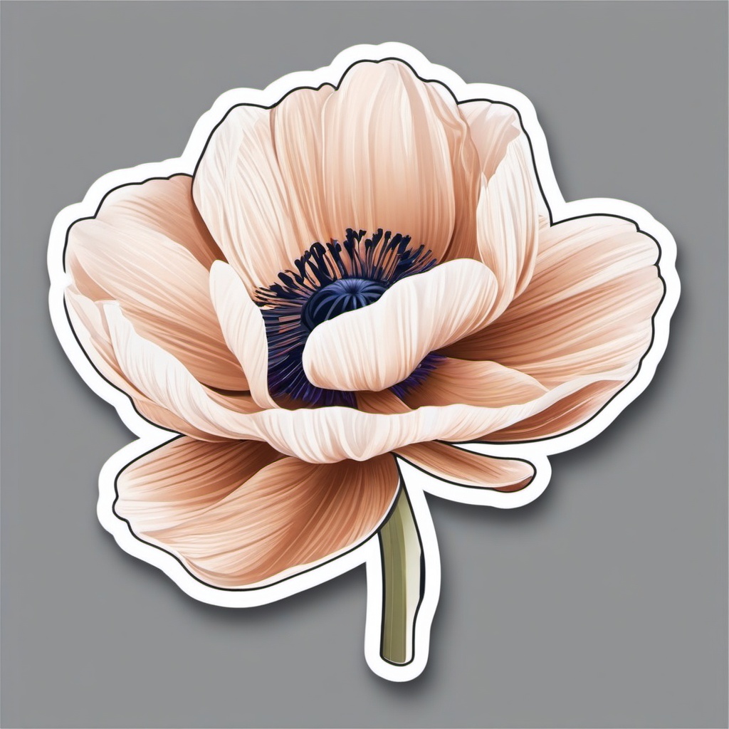 Anemone Sticker - Delight in the delicate and windflower-like beauty of anemones with this elegant sticker, , sticker vector art, minimalist design