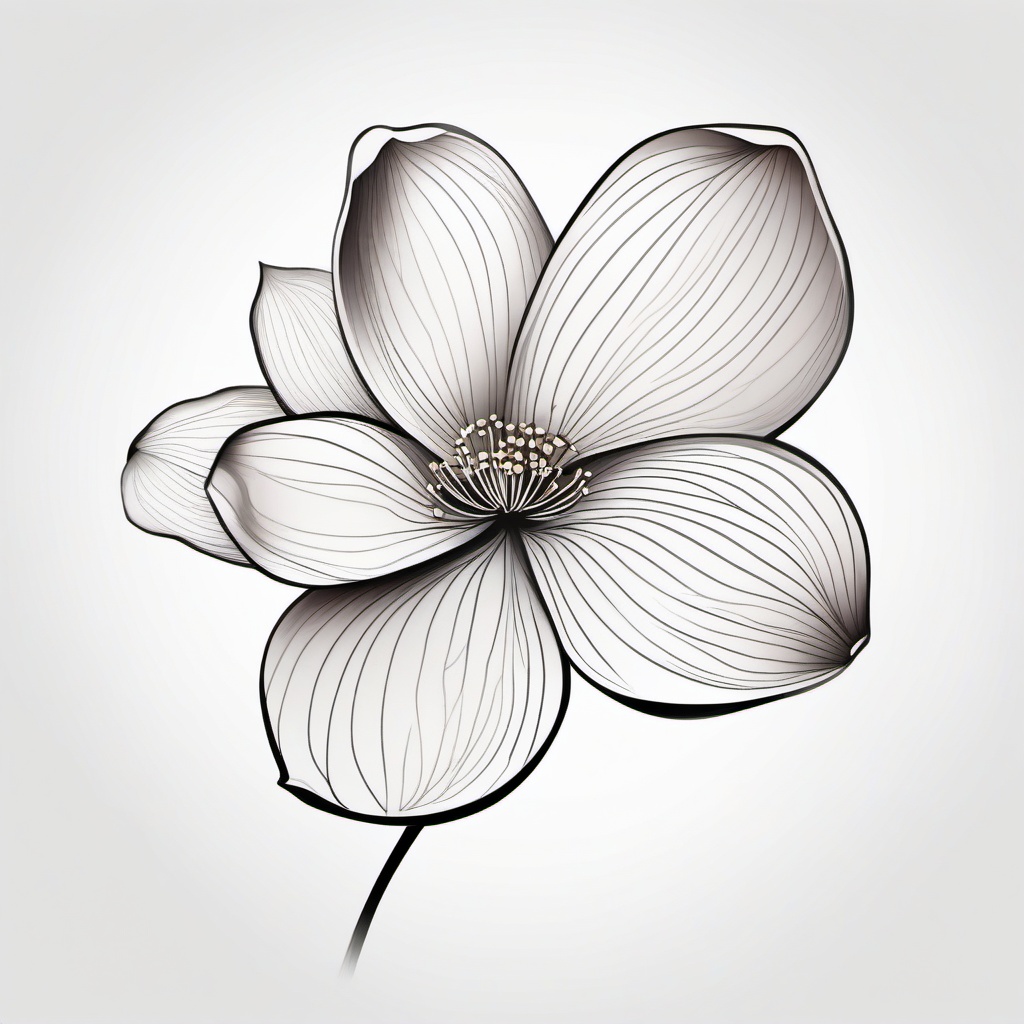 Dogwood Flower Tattoo - Tattoo featuring the dogwood flower, associated with strength and durability.  simple color tattoo,minimalist,white background