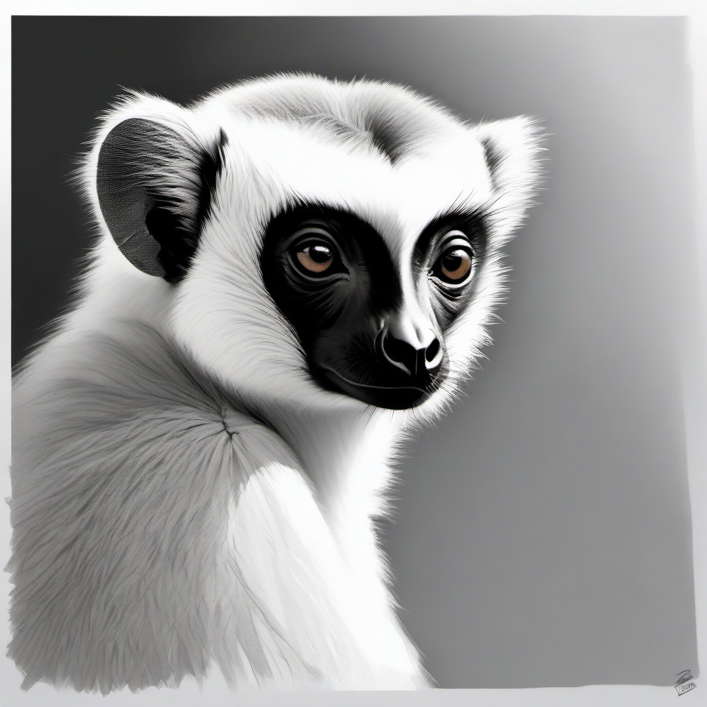 drawing of a sifaka  minimal rough sketch scribbles,doodles,black and white