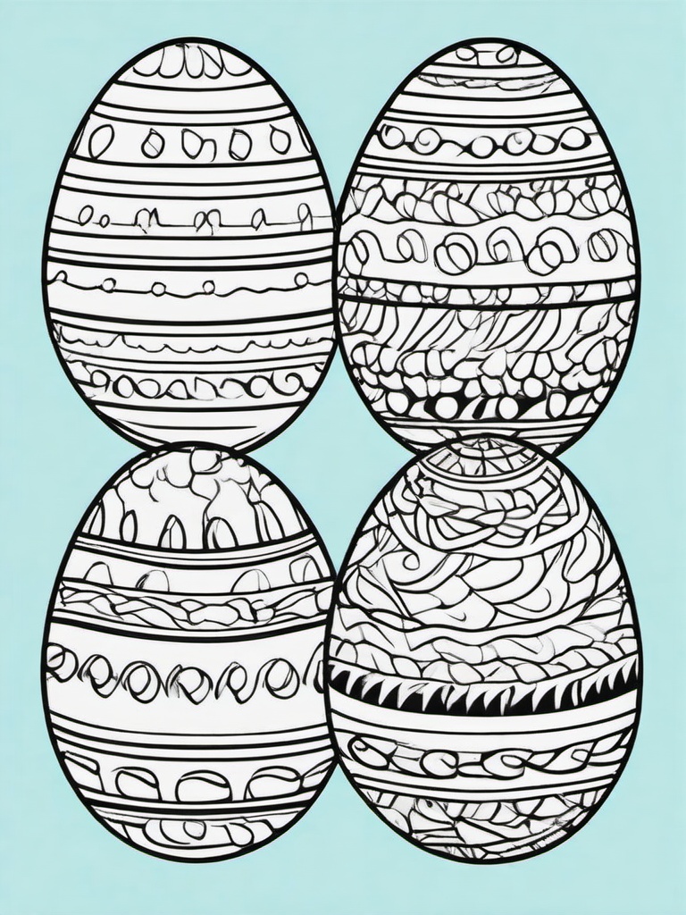 Easter Eggs Coloring Pages - Easter Eggs with ribbons  simple coloring pages