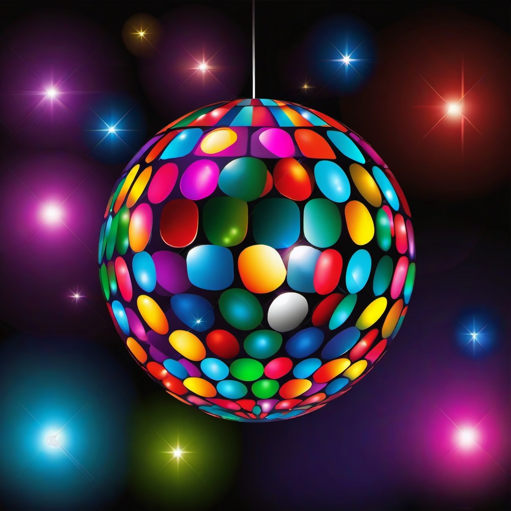 Disco Ball clipart - multi-colored lights  vector clipart