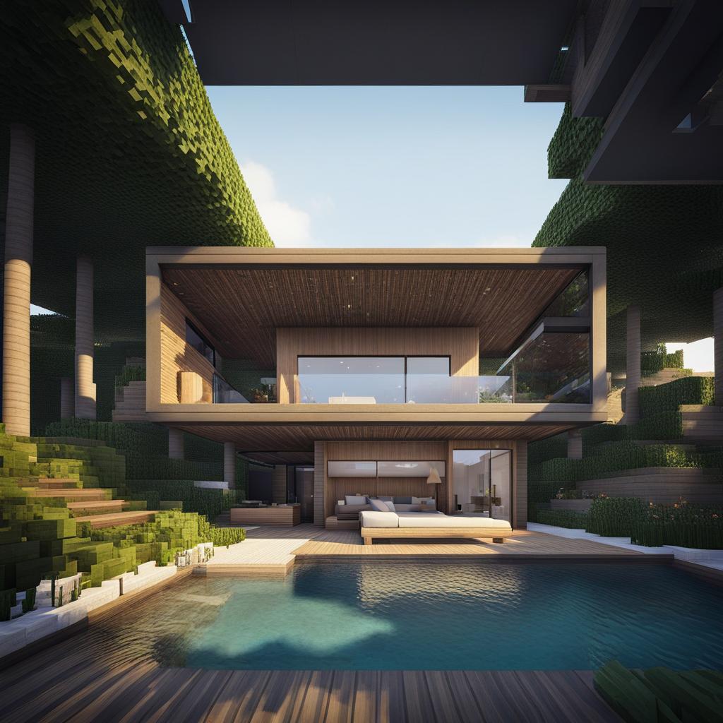 modern beachfront villa with a retractable roof - minecraft house design ideas 