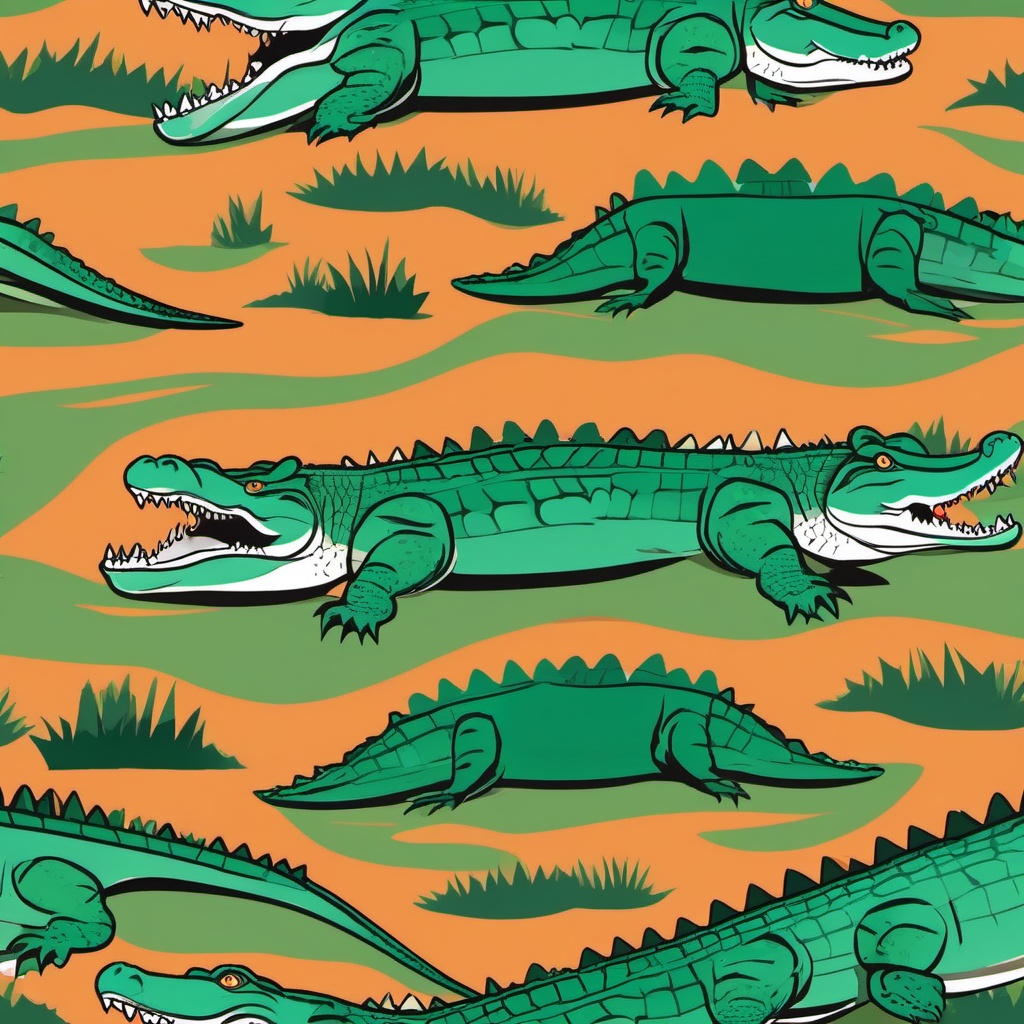 Crocodile clipart - Semi-aquatic reptile with a formidable bite, ,vector color clipart,minimal