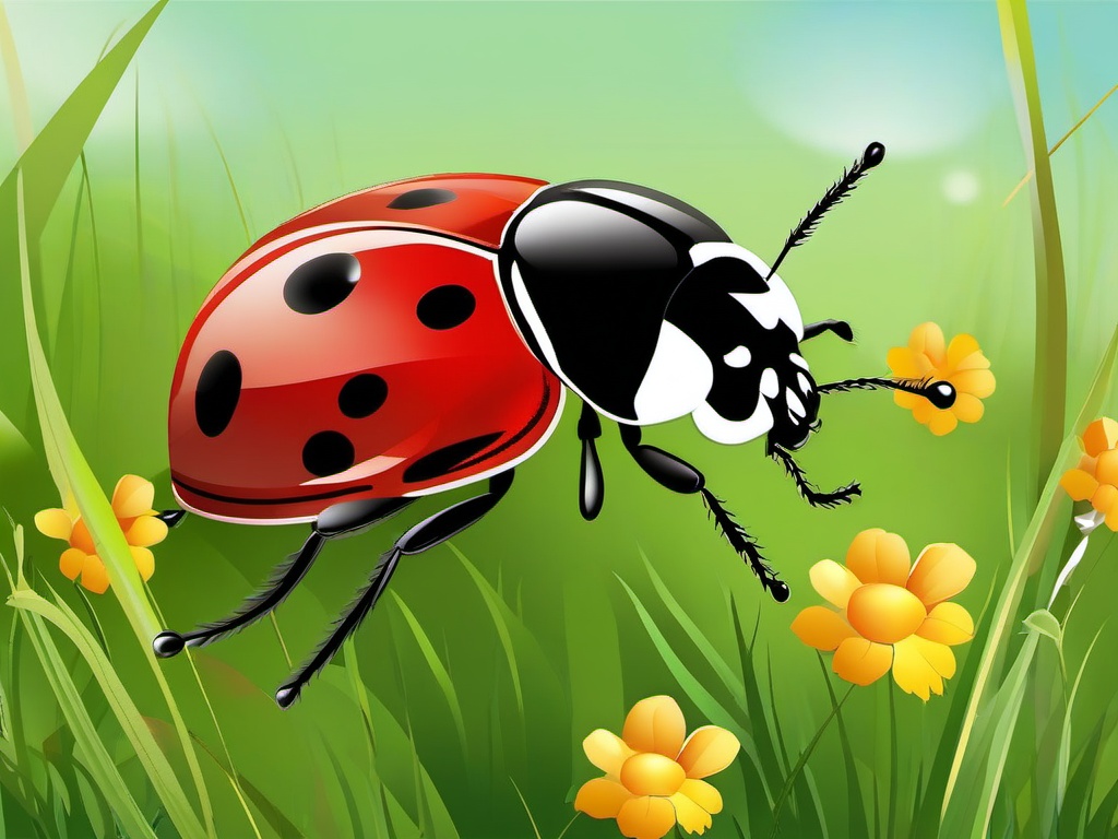 Ladybug clipart - ladybug exploring a meadow  