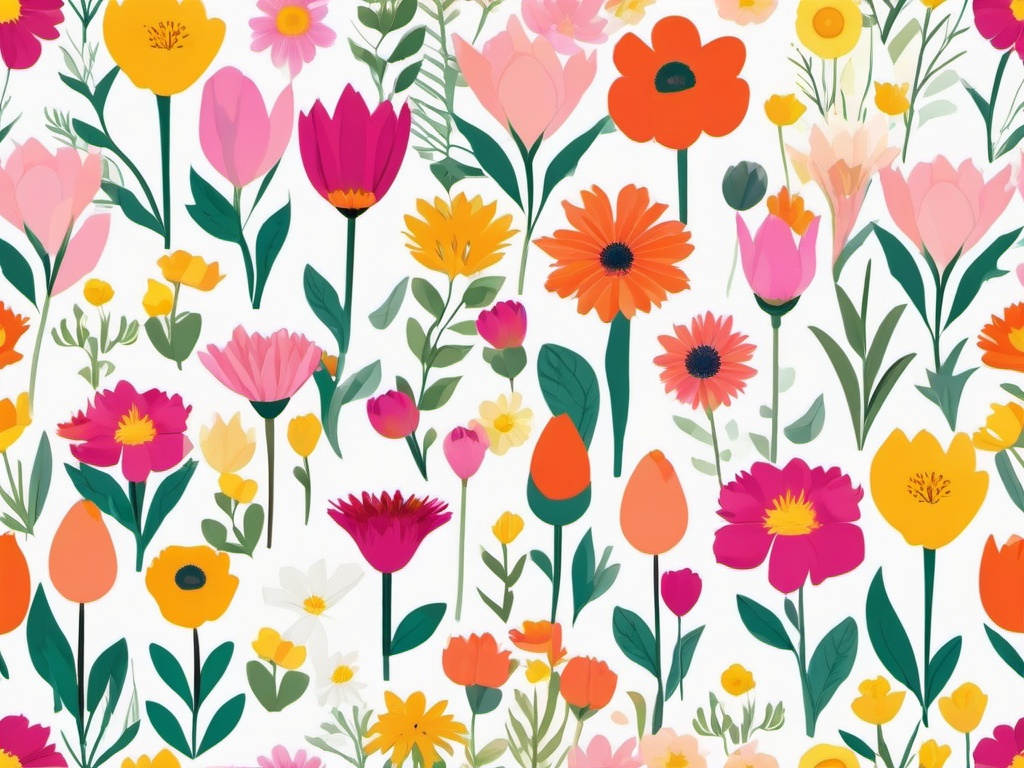 Spring Flowers Clipart - Bright florals for seasonal themes  minimal design