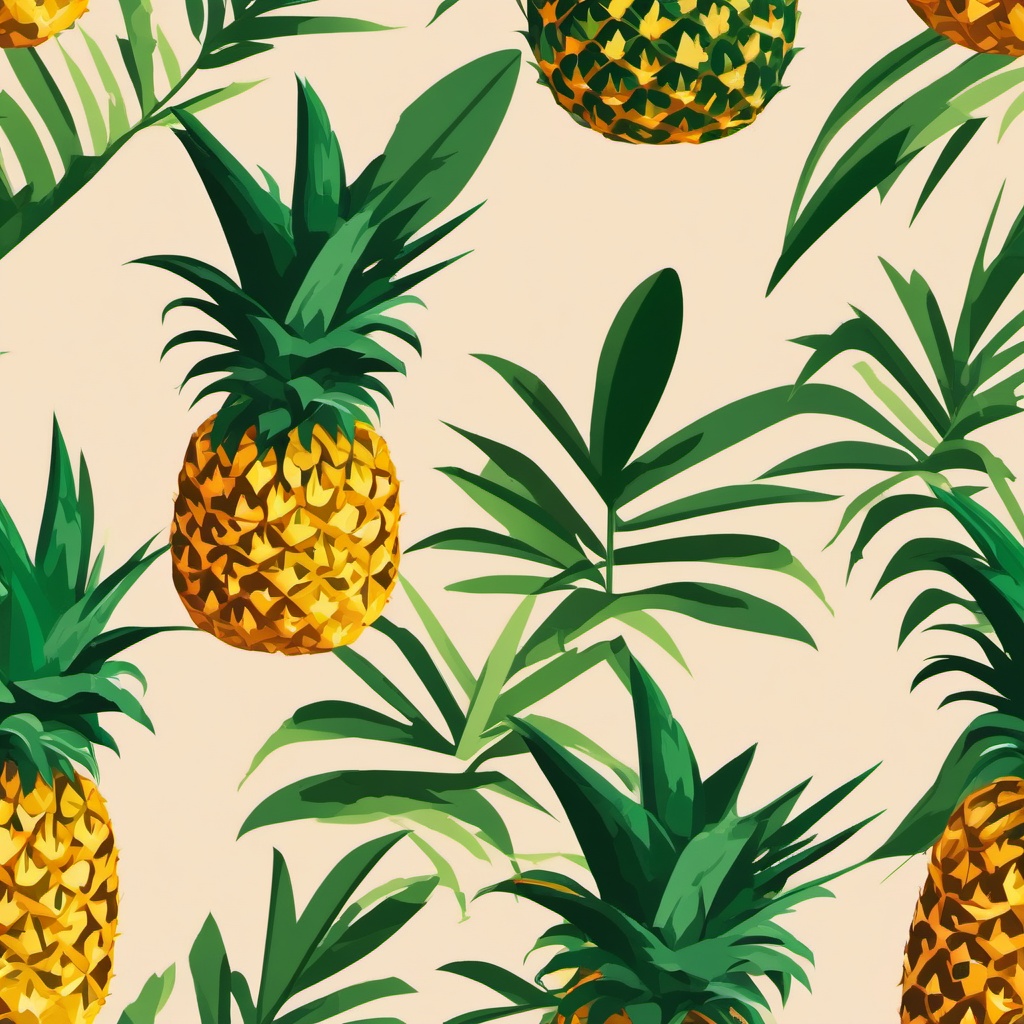 Pineapple Top Clipart - Top of a ripe pineapple with its leaves.  color vector clipart, minimal style