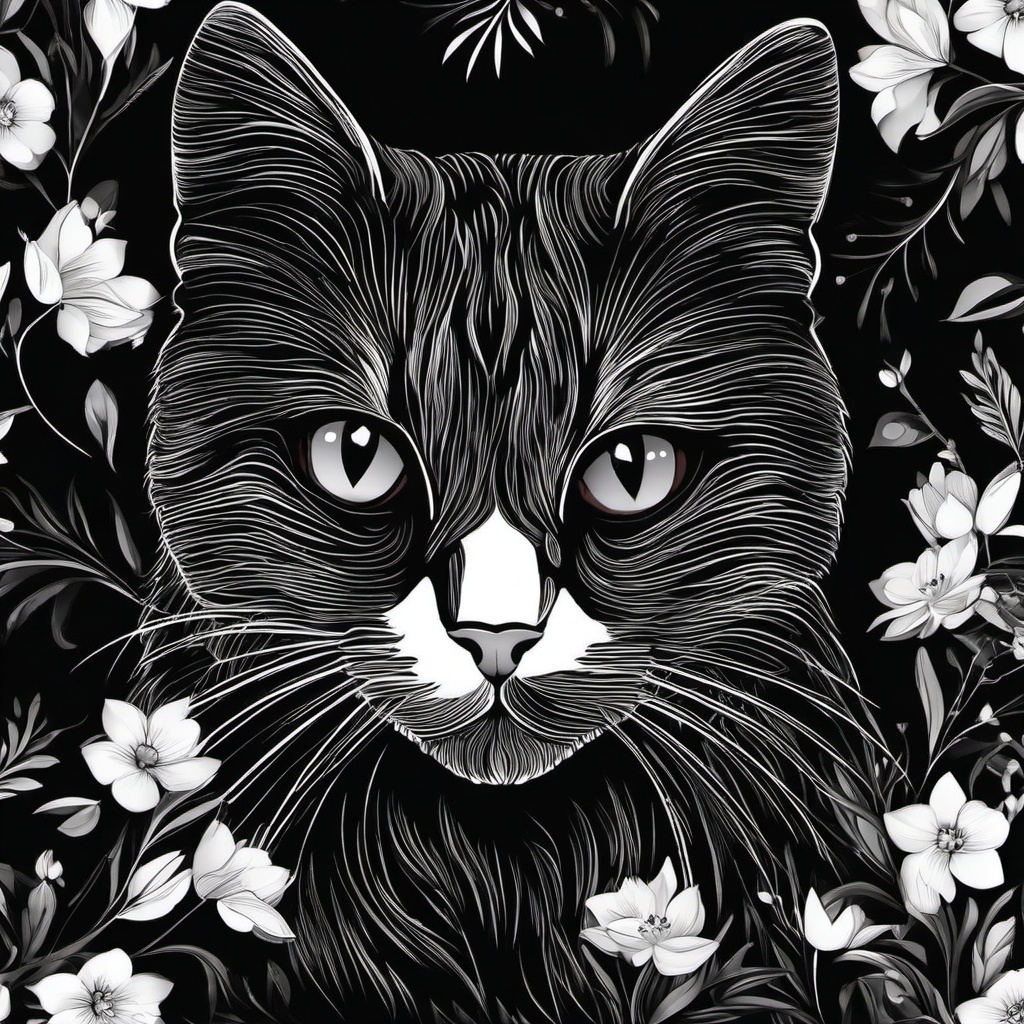 Cat Background Wallpaper - white cat black background  