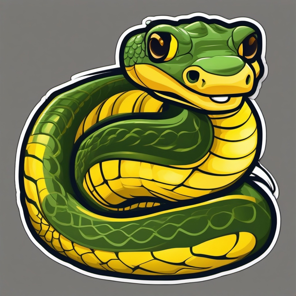 Yellow Anaconda cartoon - smaller relative of the green anaconda  cartoon sticker style