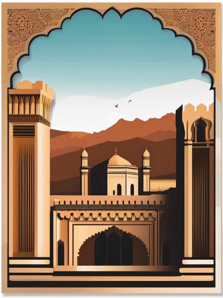 Alhambra sticker- Moorish palace and fortress in Granada, , sticker vector art, minimalist design