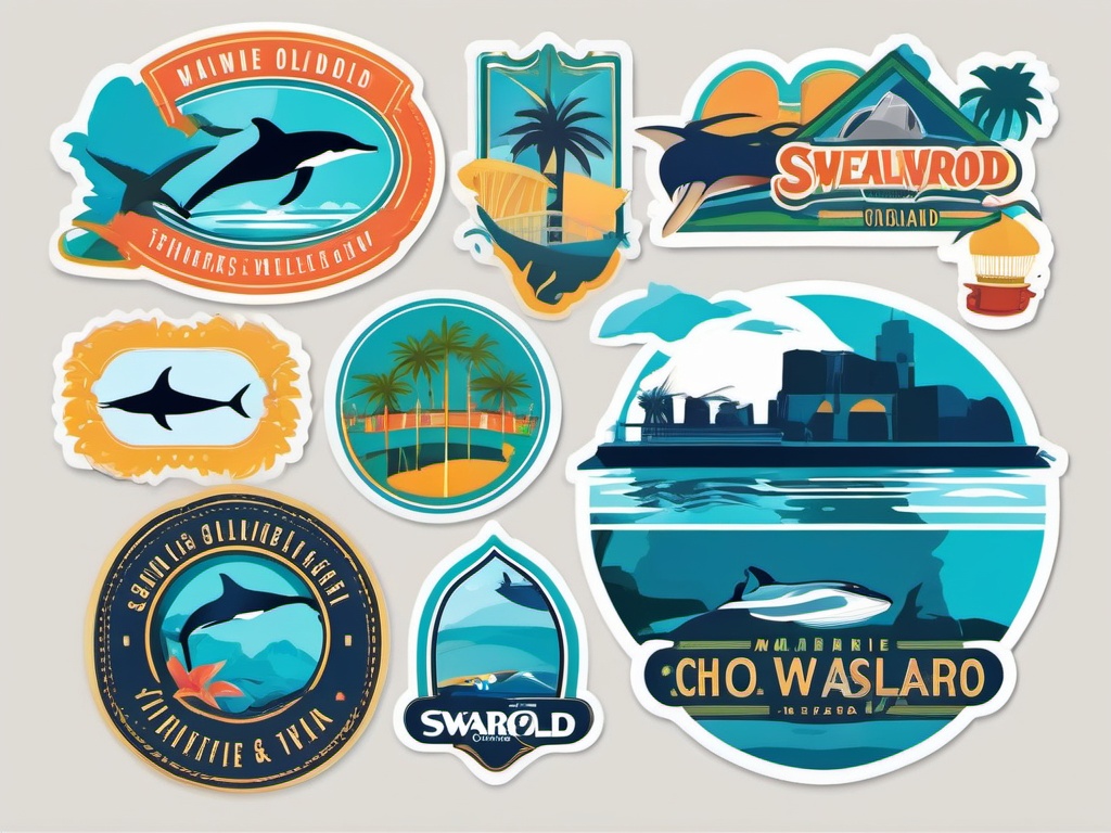 Seaworld Orlando sticker- Marine zoological park and theme park in Florida, , sticker vector art, minimalist design