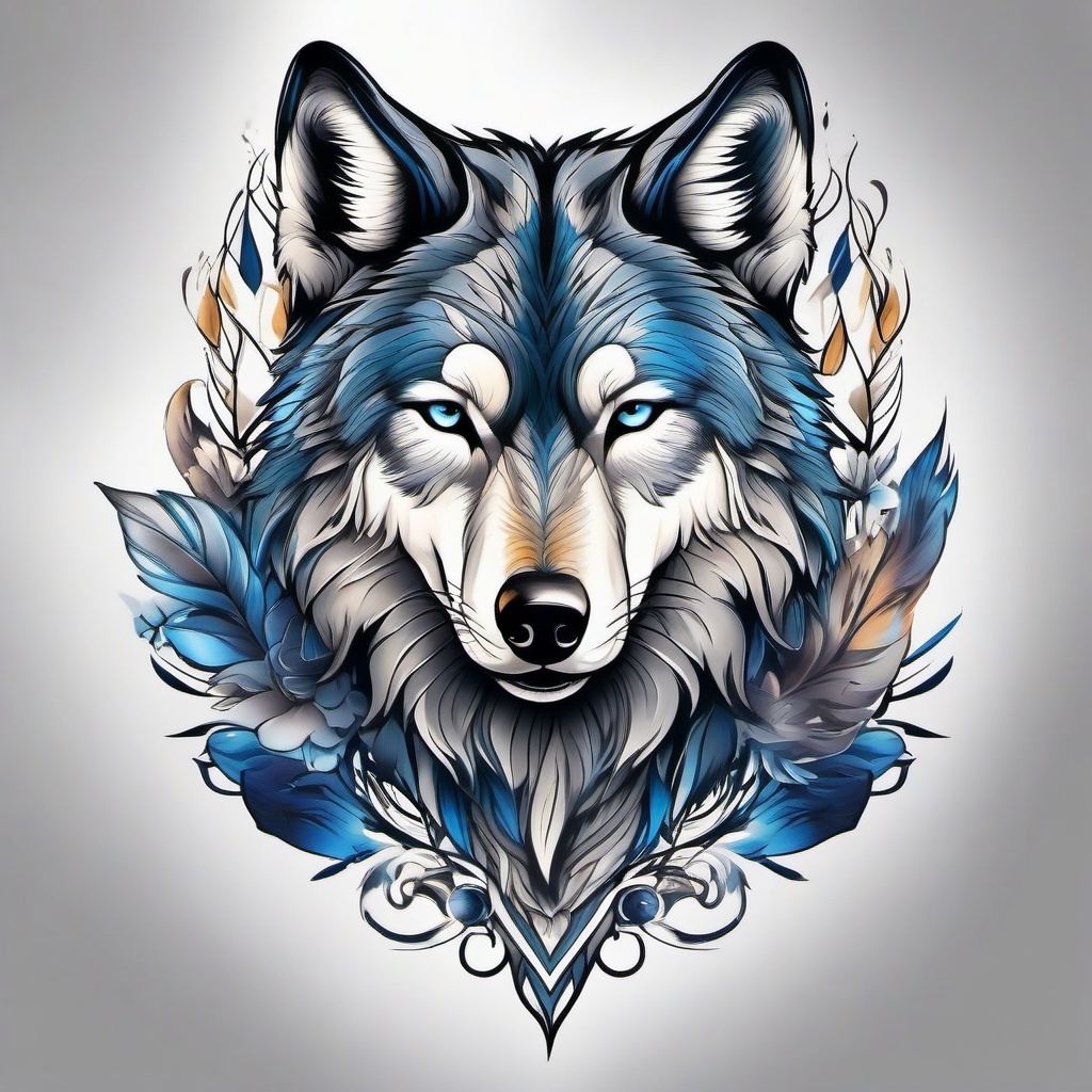 Tattoo Wolf Pack,tattoo of a united wolf pack, embodiment of the strength found in unity and family. , color tattoo design, white clean background