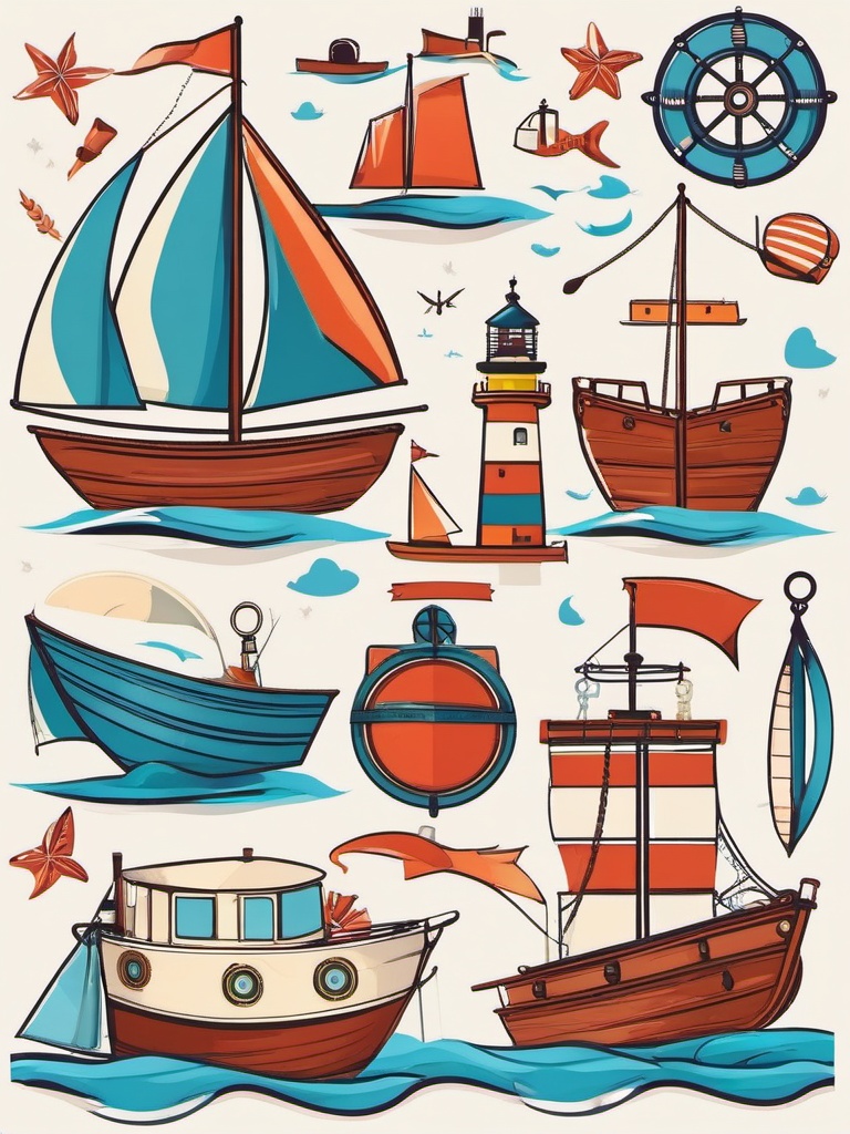 Boat Trip clipart - Nautical adventure on a boat, ,vector color clipart,minimal