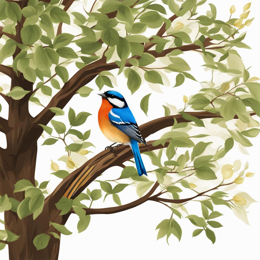 bird clipart transparent background in a tree - perched and singing. 