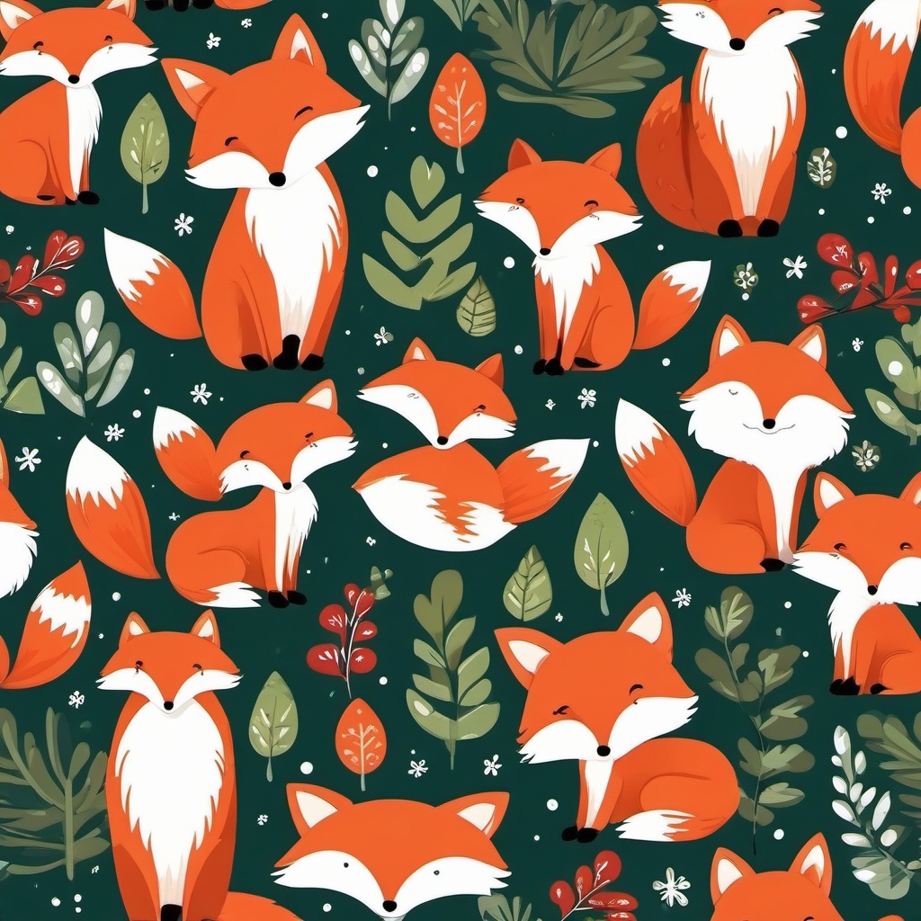 Cute Red Fox in a Woodland Wonderland  clipart, simple