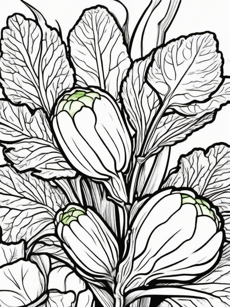 Vegetable Coloring Pages - Brussels sprouts on a stalk  simple coloring pages