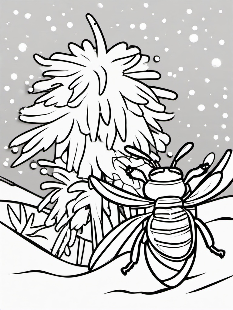 Bumble Bee Coloring Pages - Bumble Bee in the snow  simple coloring pages