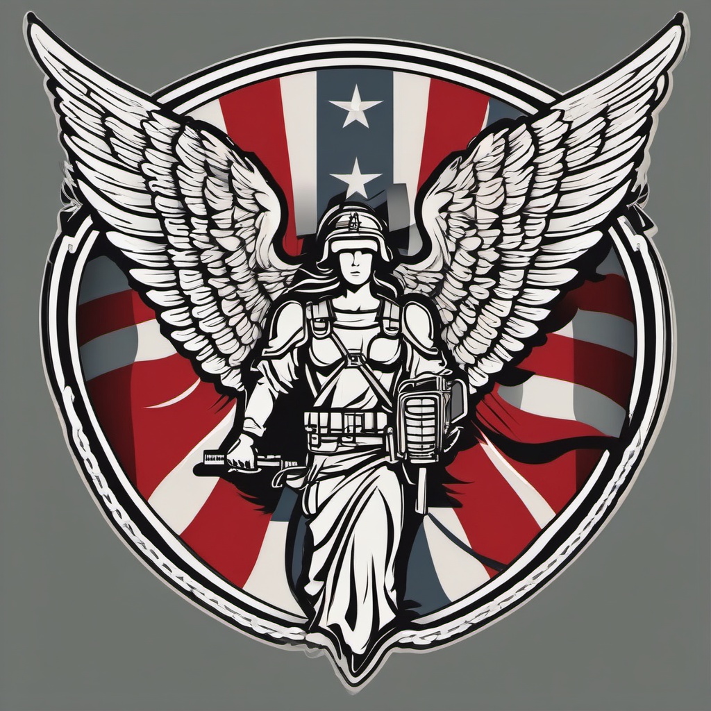 Guardian Angel Soldier Tattoo - Honor military service with a soldier-themed guardian angel tattoo.  minimalist color tattoo, vector