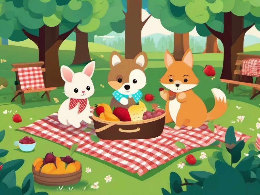 Cute Wallpapers for Computer - Cute Animals Having a Picnic in the Park wallpaper, abstract art style, patterns, intricate